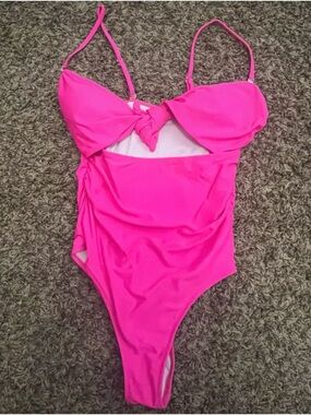 Hot Pink One-Piece Cutout Swimsuit